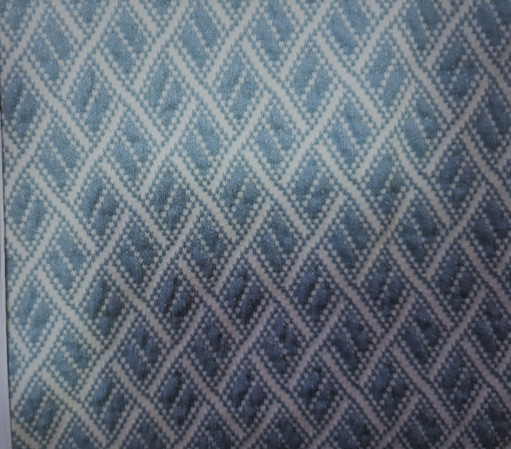 Albstoffe Jacquard BLISS 3D Fence Knit Weiß Hellblau